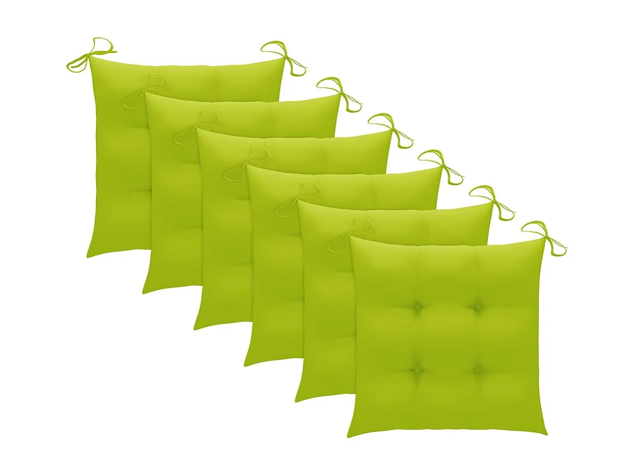 Chaises de jardin 6 pièces avec coussins vert vif Teck solide