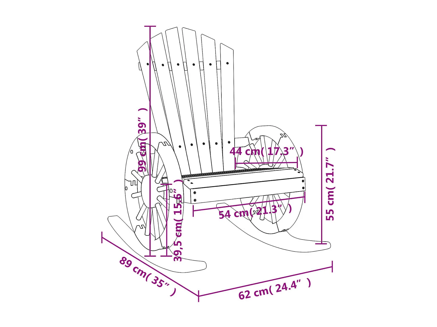 Chaise à bascule Adirondack bois de sapin massif