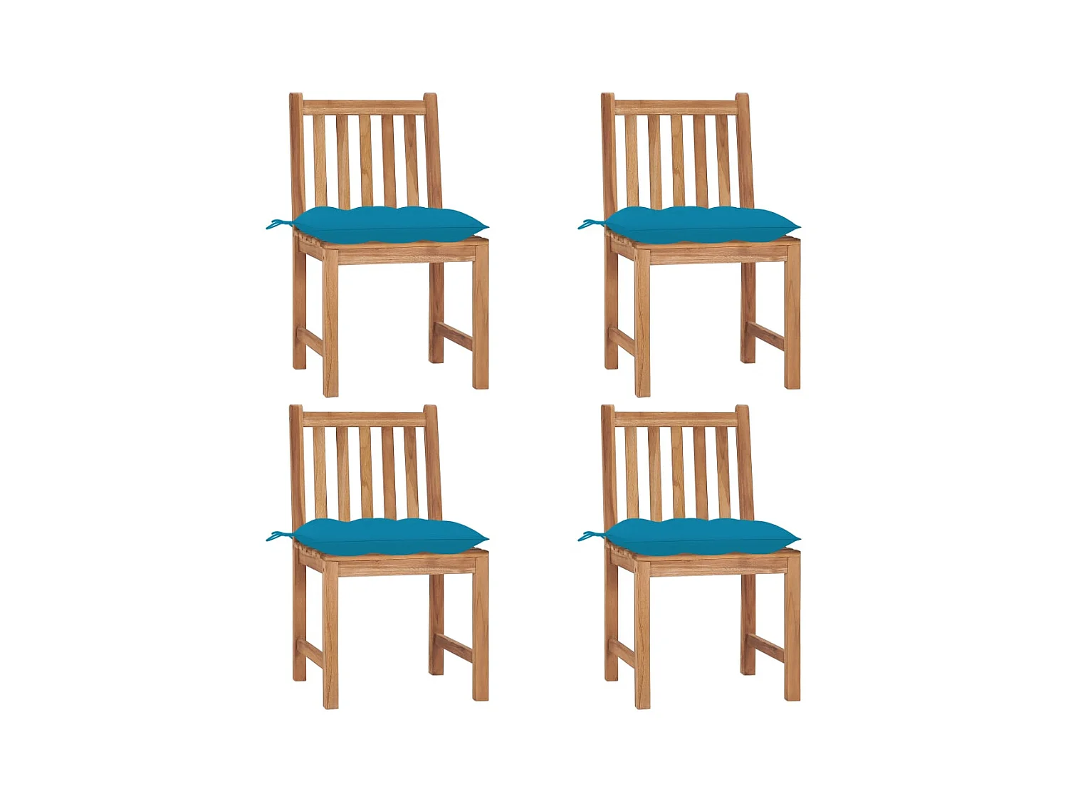 Chaises de jardin 4 pièces avec coussins Bois de teck massif