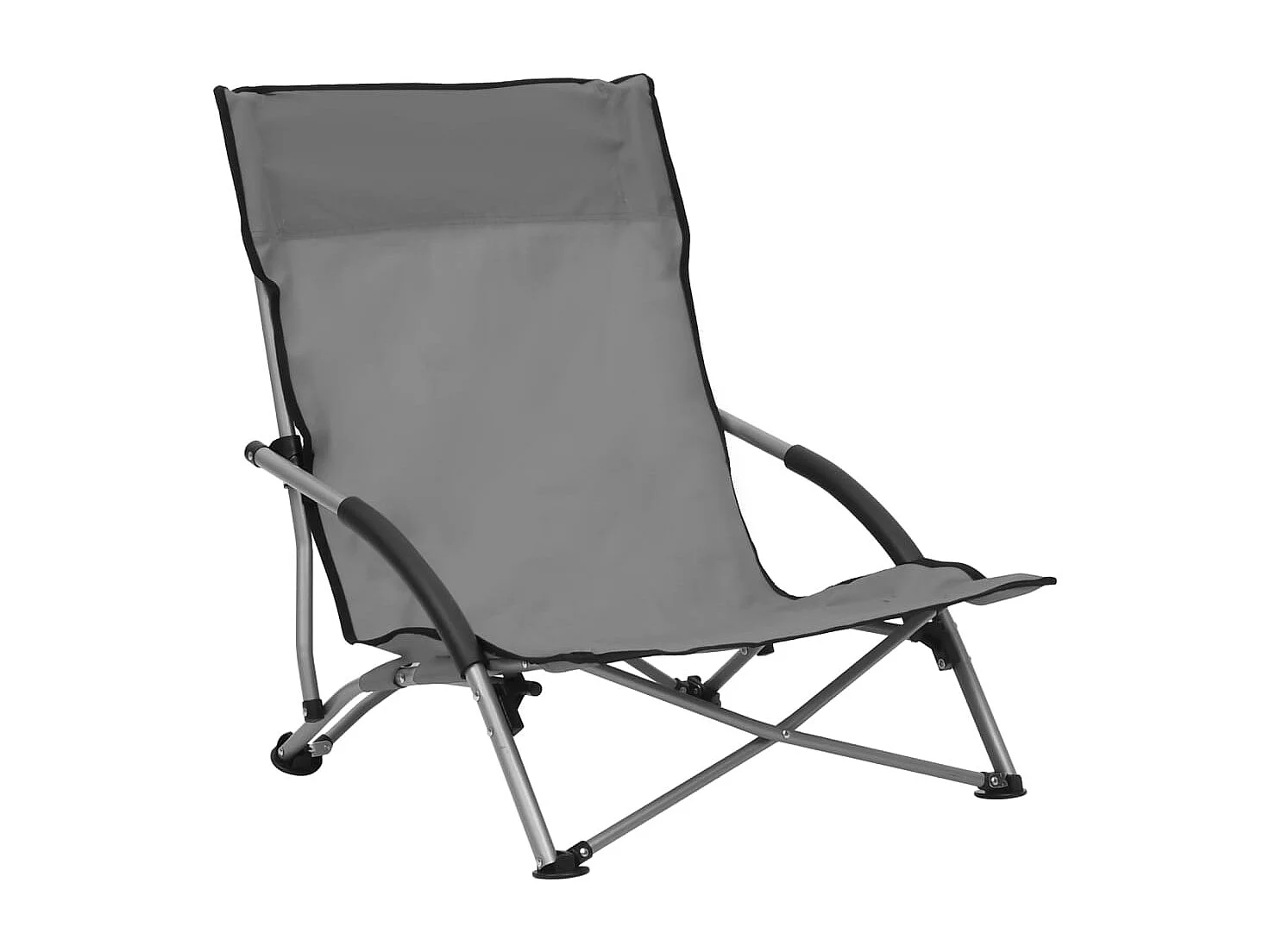 Chaises de plage pliables 2 pièces Gris Tissu