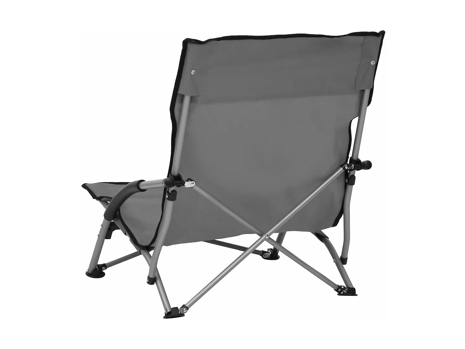 Chaises de plage pliables 2 pièces Gris Tissu