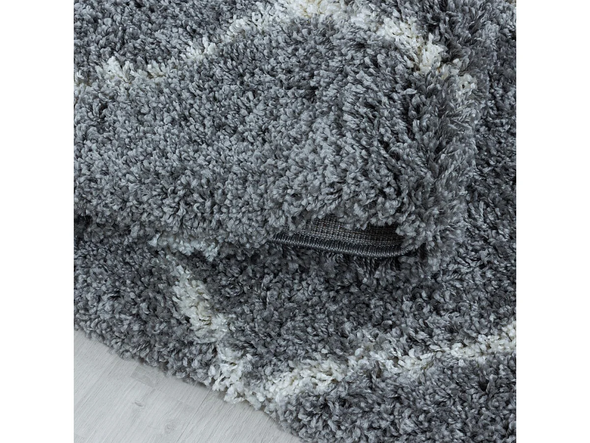 Tapis berbère 240x340 tissé motif losange SHAGGY A gris