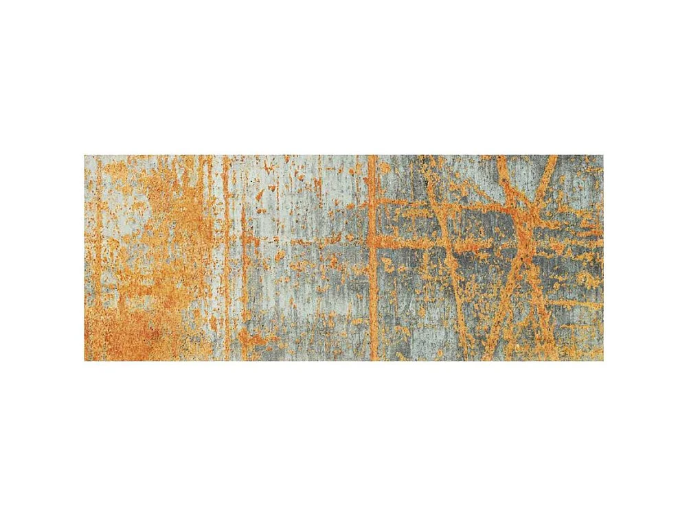 tapis entrée 80x200 tissé orange rectangle motif abstrait RUSTIC