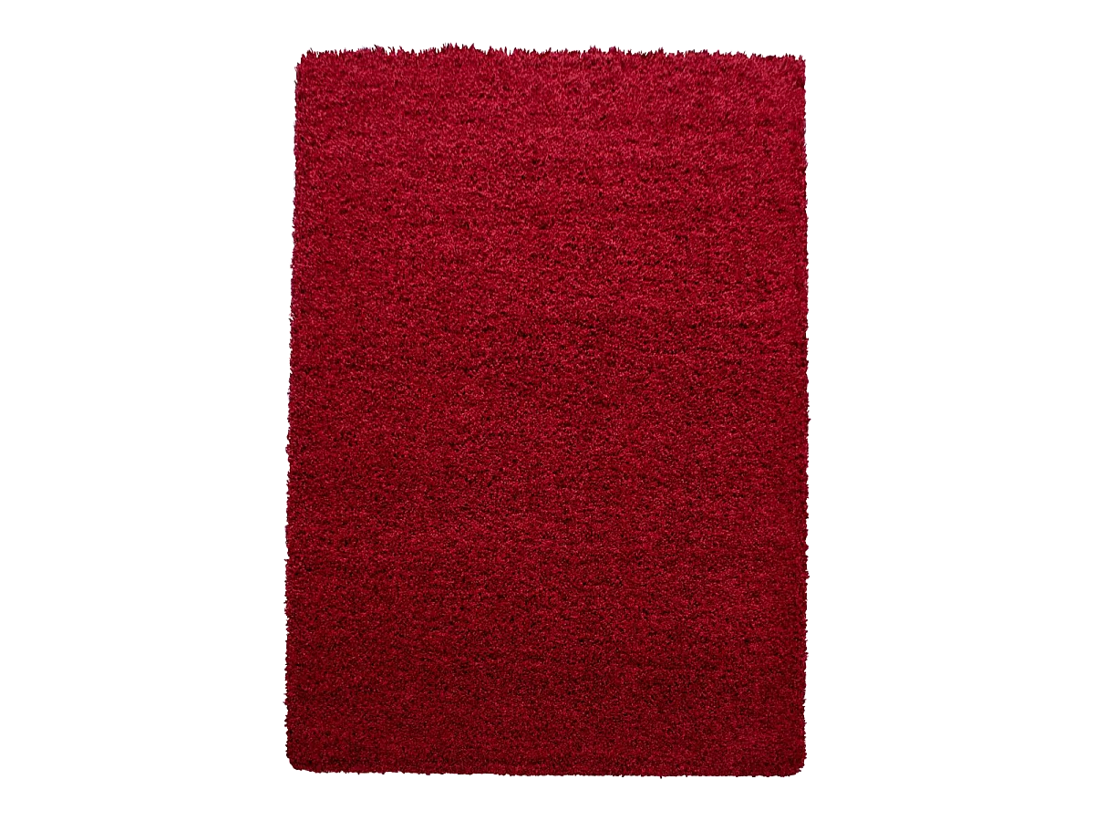 Tapis poils longs shaggy 80x250 rectangle tissé rouge motif uni UNI L