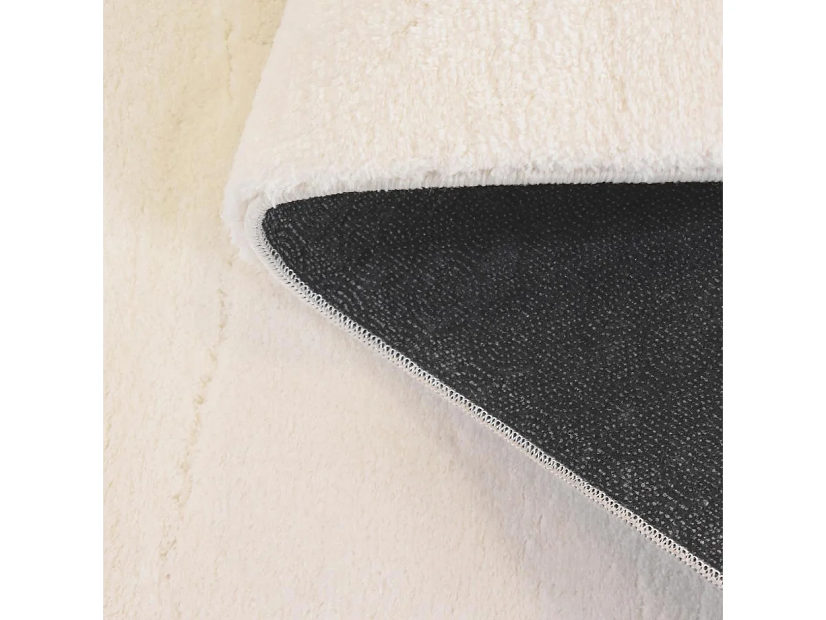 Tapis d'entrée LYN10 LAVABLE 80x150 soyeux et doux, tapis crème uni à l'aspect : Shaggy