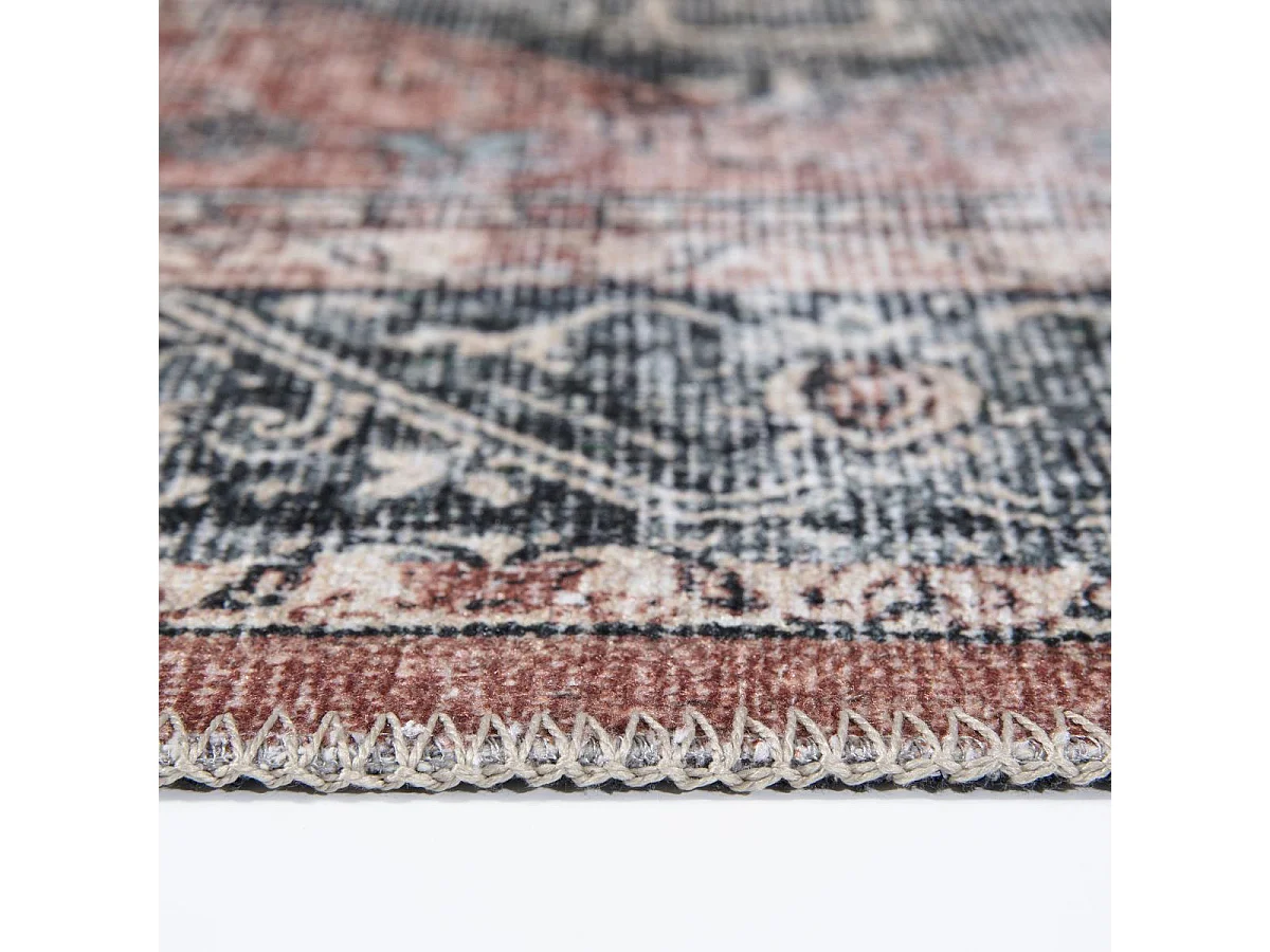 Tapis oriental 150x230 rectangle lit de vin et bleu tissé motif ethnique MASHAD