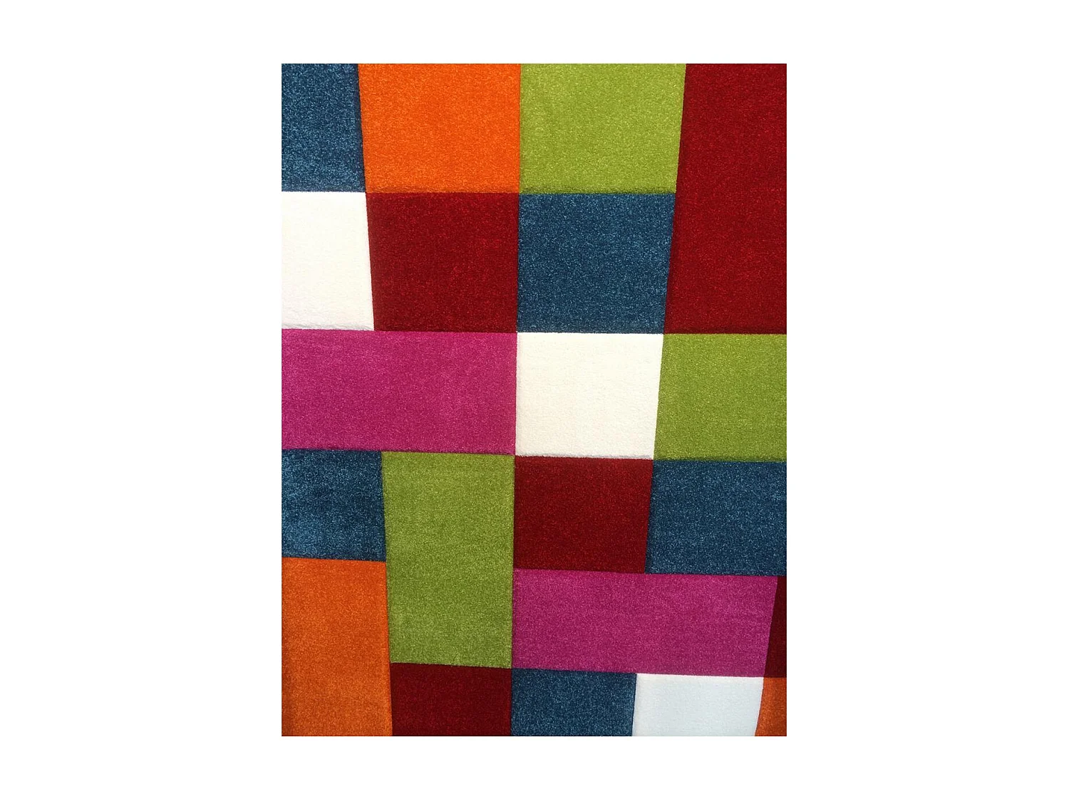 tapis chambre 80x150 tissé multicolore rectangle motif damier CARREAUX