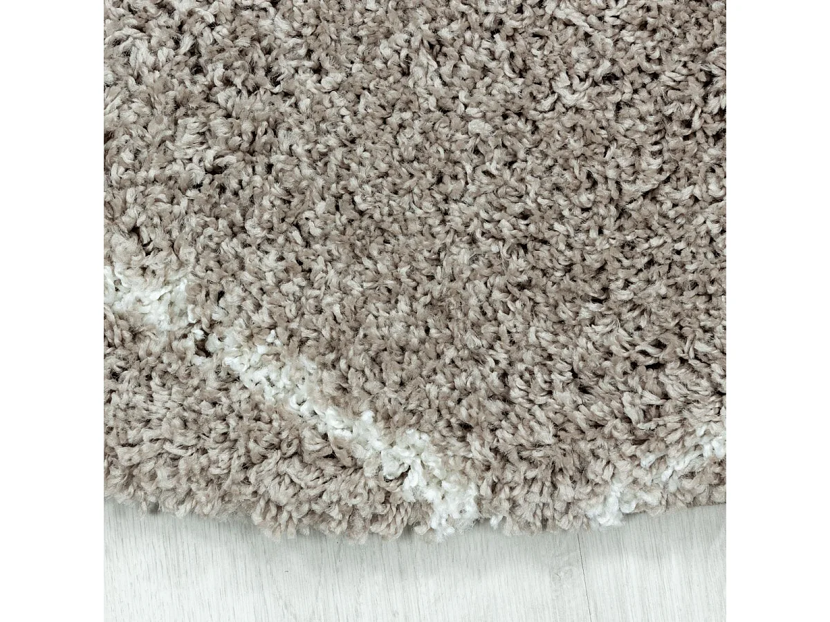 Tapis rond berbère rond Ø160cm tissé motif losange SHAGGY A beige