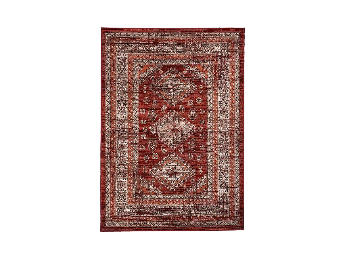 Tapis oriental 240x330 rectangle orange tissé motif ethnique LYN1 DAZOR