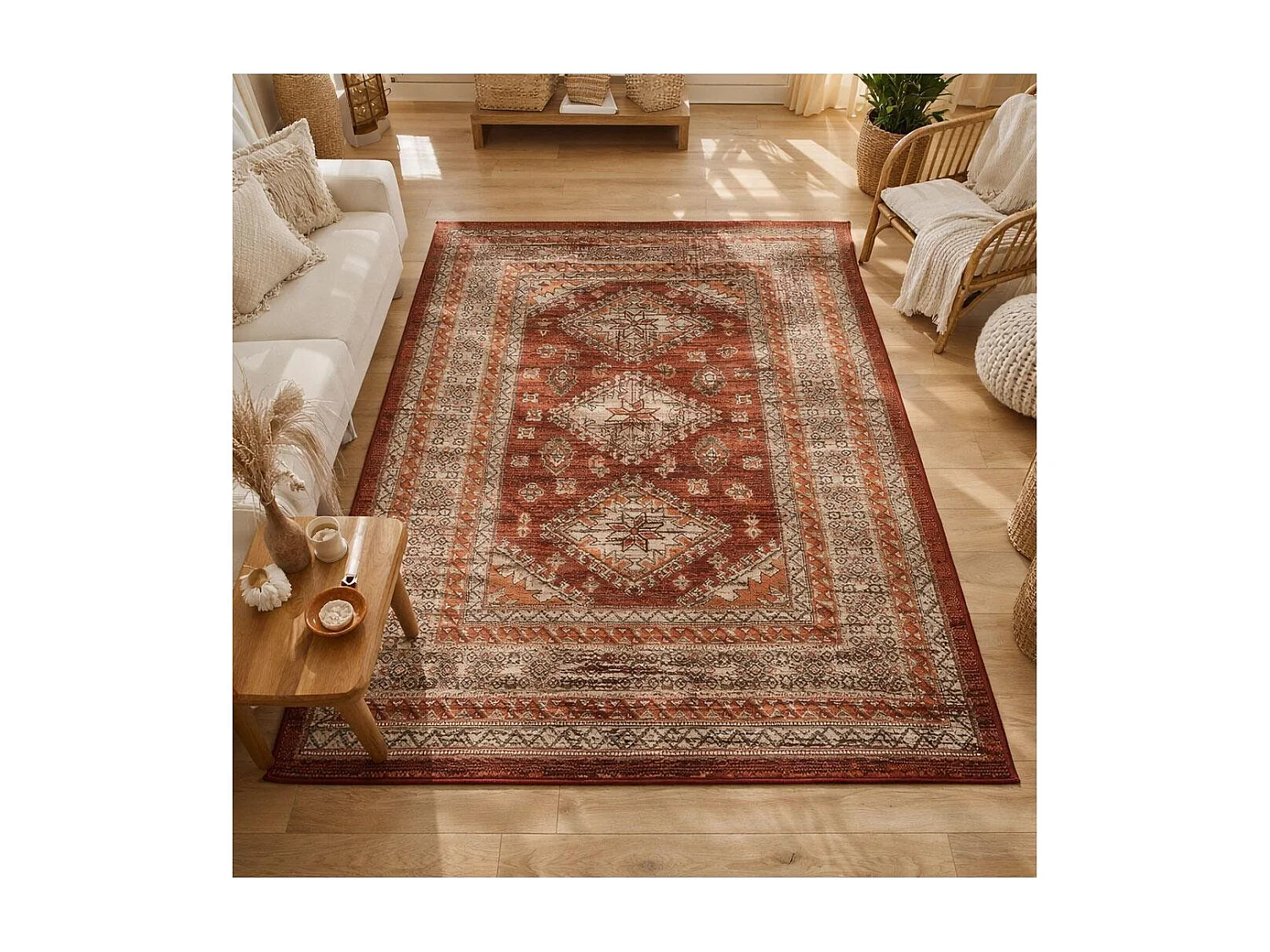 Tappeto orientale 240x330 rettangolo arancione intrecciato motivo etnico AF1 DAZOR
