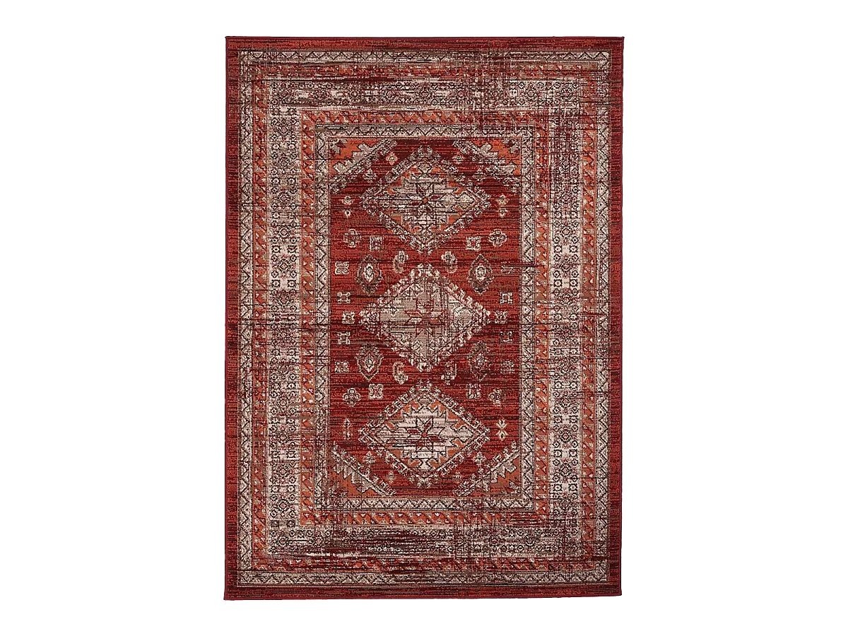 Tapis oriental 240x330 rectangle orange tissé motif ethnique LYN1 DAZOR