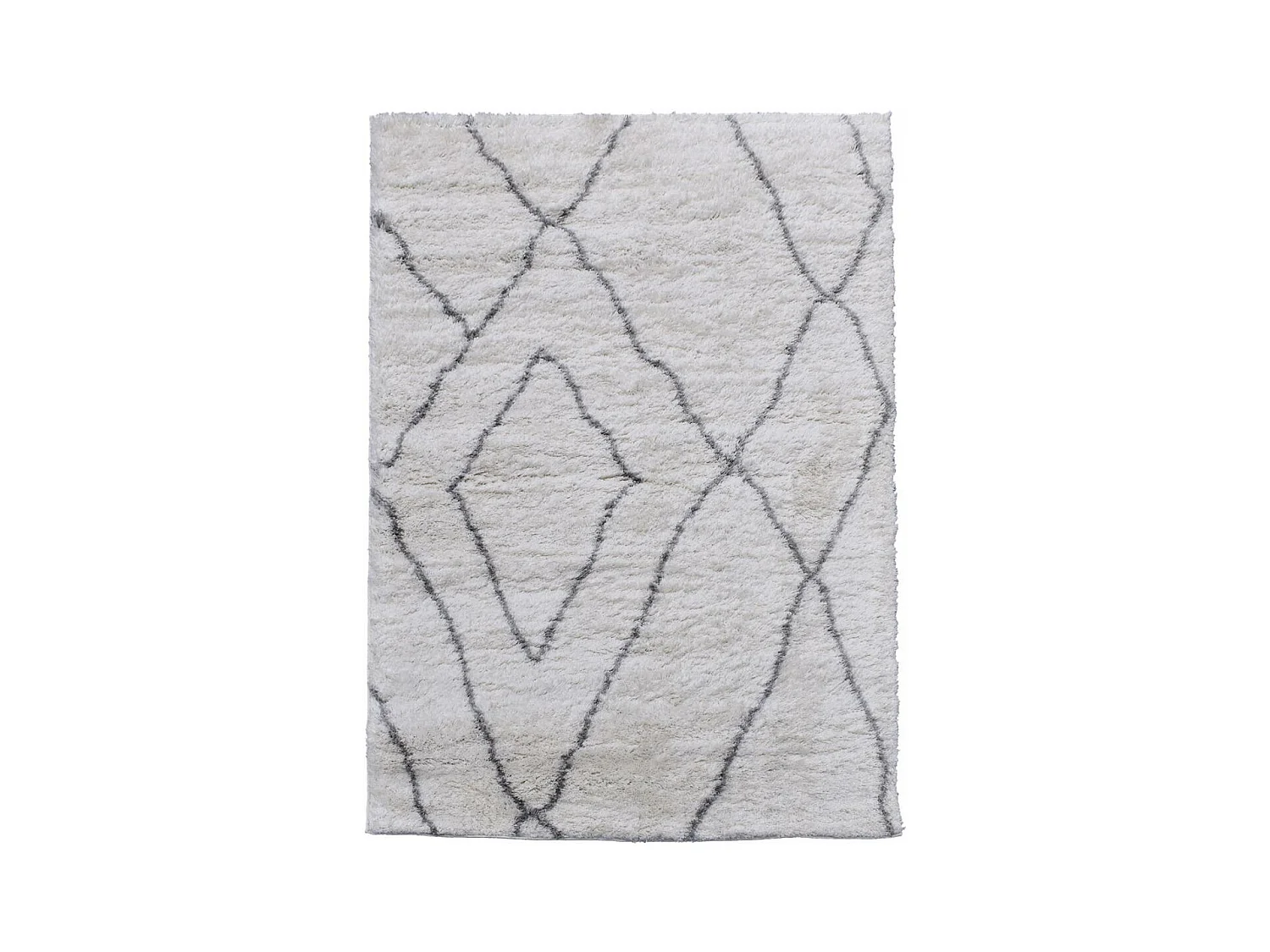 Tapis longs poils shaggy 120x170 rectangle tissé crème motif berbère LYN4 DOUX 6