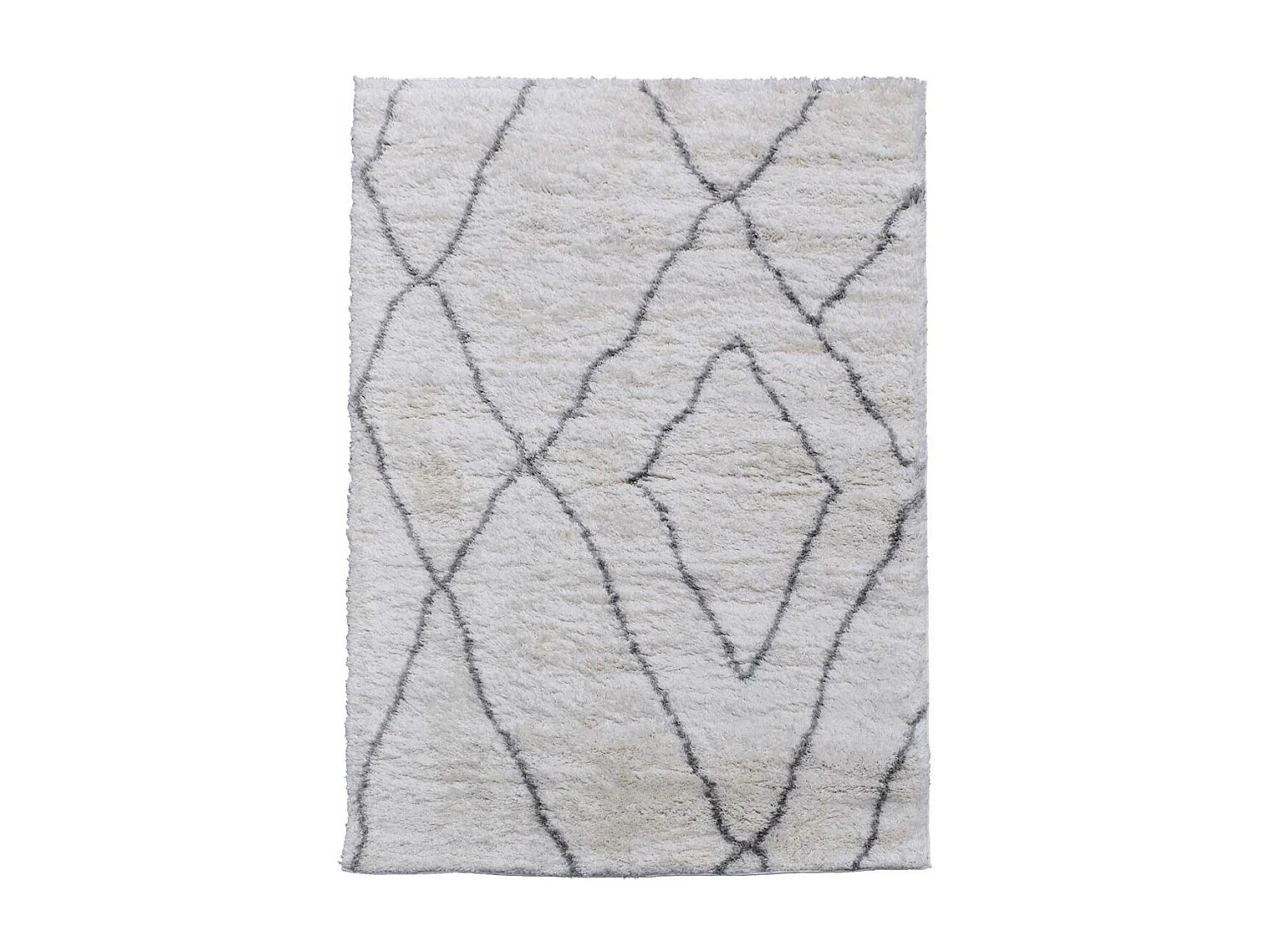 Tapis longs poils shaggy 120x170 rectangle tissé crème motif berbère LYN4 DOUX 6