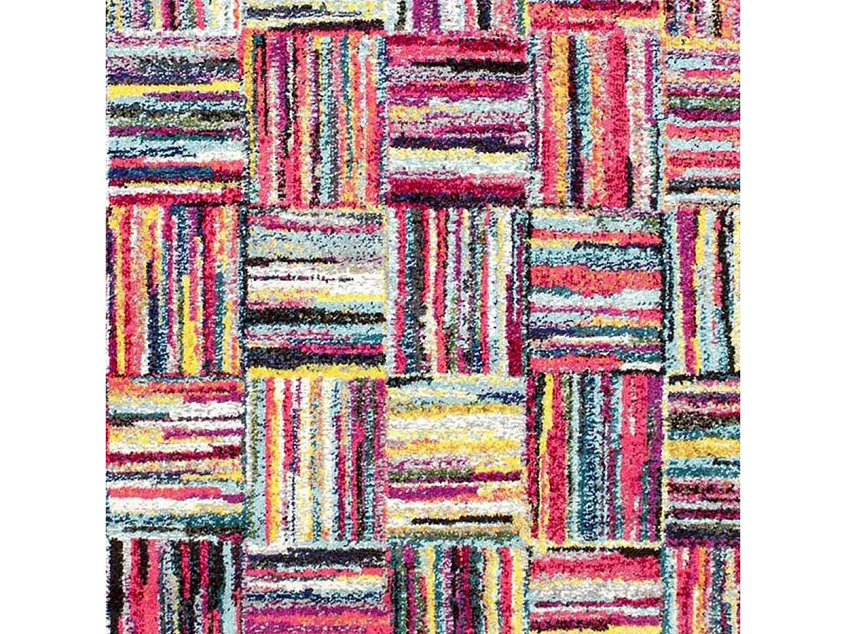 tappeto da soggiorno 160x160 intrecciato disegno geometrico quadrato multicolore BRIK