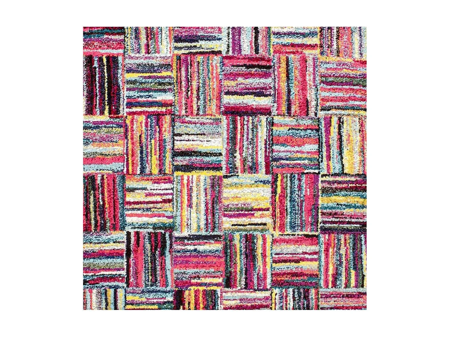 tappeto da soggiorno 160x160 intrecciato disegno geometrico quadrato multicolore BRIK
