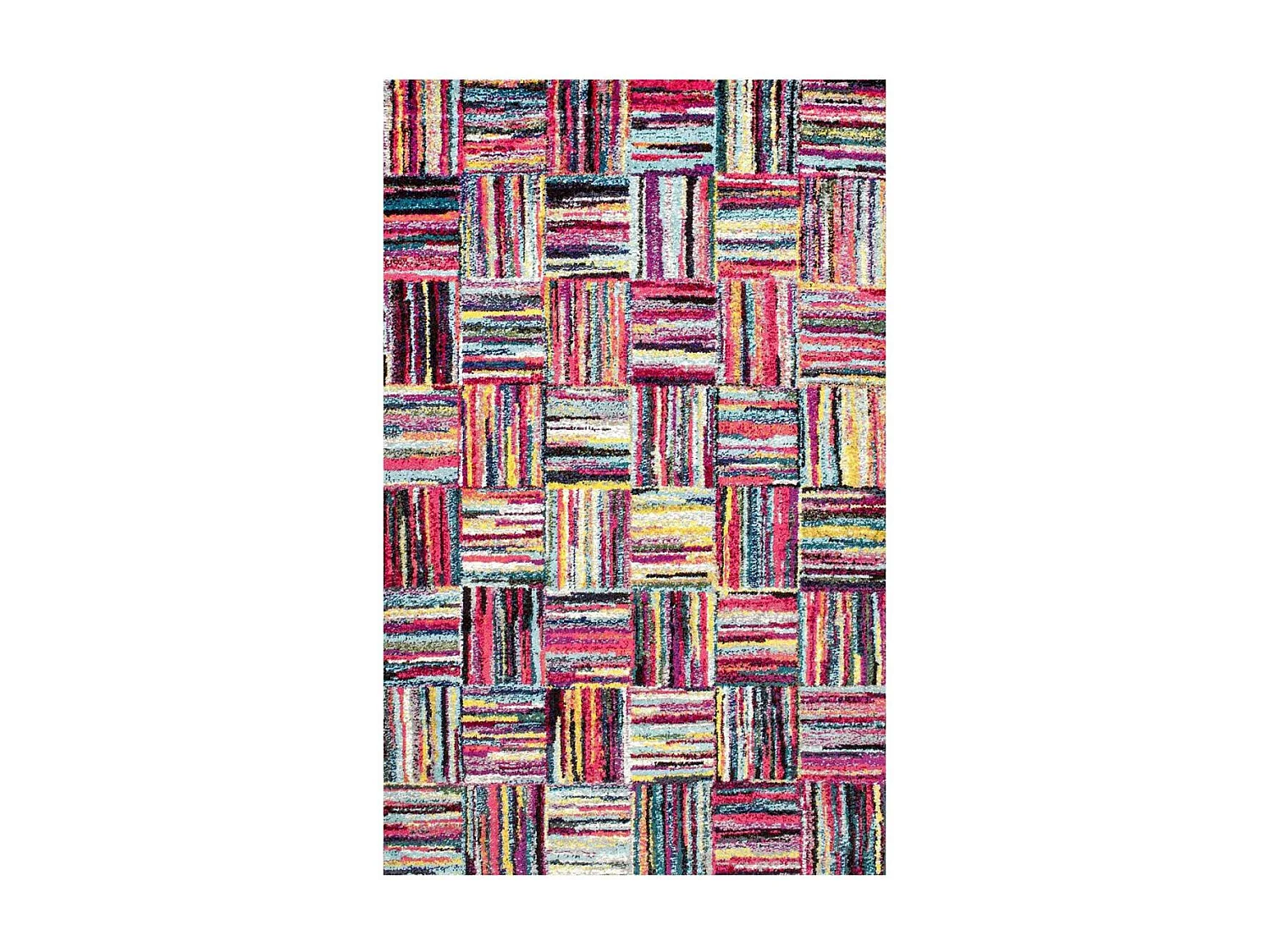tapis salon 160x160 tissé multicolore carré motif géométrique LYN6 BRIK