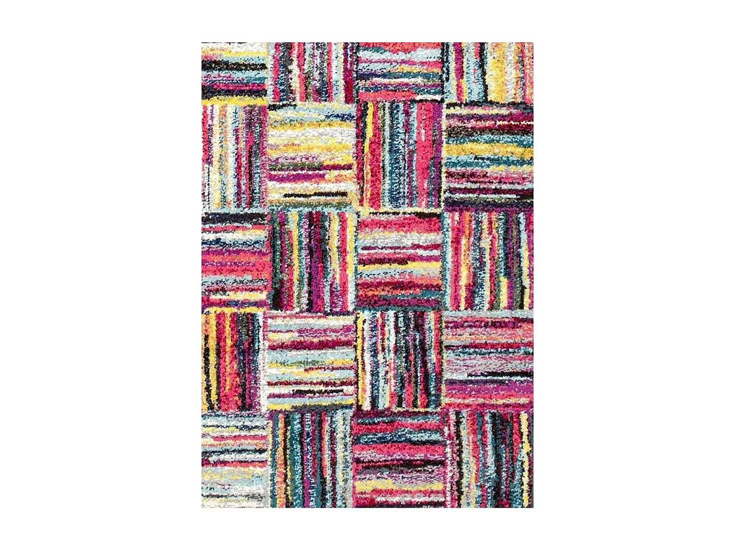 tapis salon 160x160 tissé multicolore carré motif géométrique LYN6 BRIK