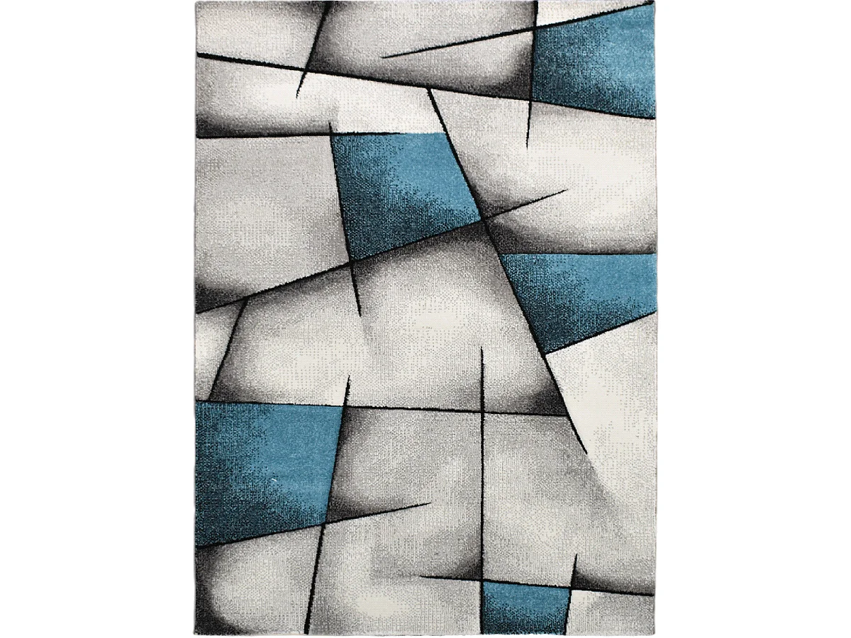 Tapis salon 120x170 cm Rectangulaire BRILLANCE 660-80 Bleu Salon adapté au chauffage par le sol