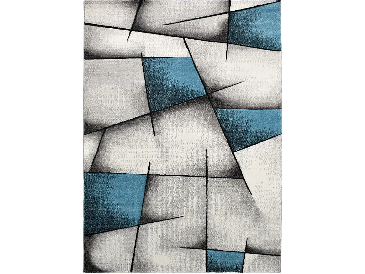 Tapis salon 120x170 cm Rectangulaire BRILLANCE 660-80 Bleu Salon adapté au chauffage par le sol