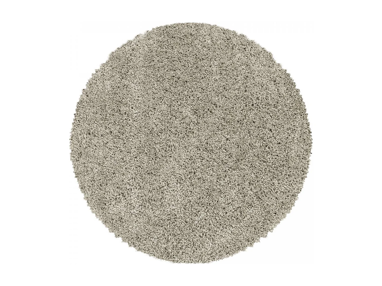 Tapis rond poils longs shaggy Ø160cm tissé beige motif uni UNI I