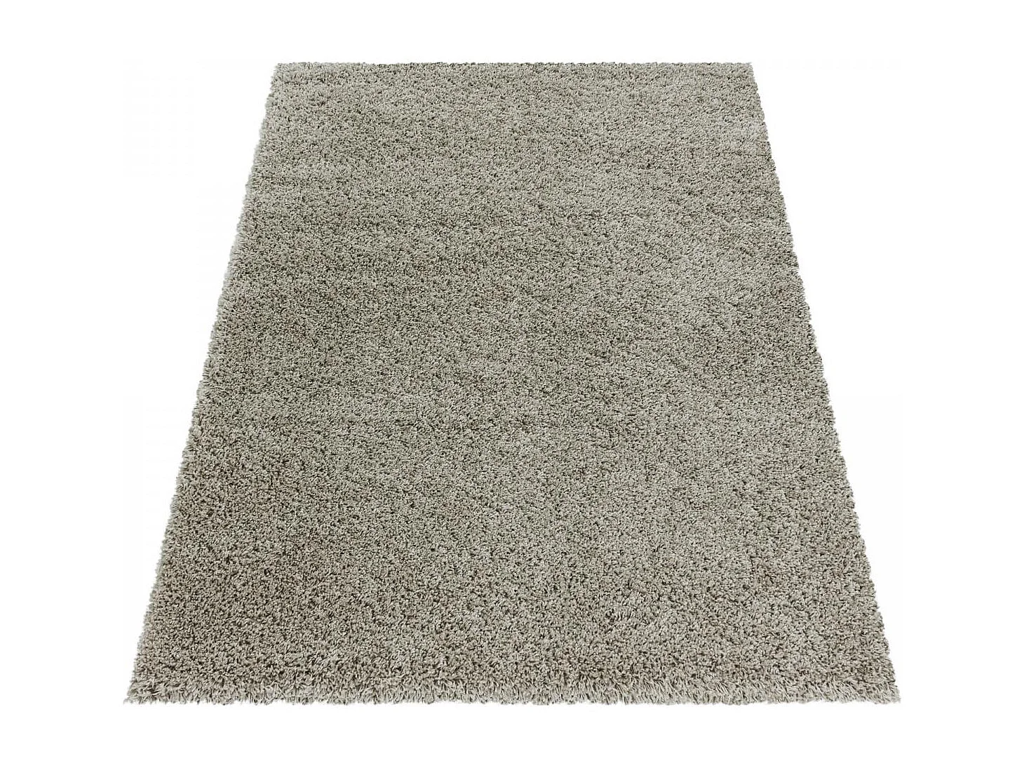 Tapis rond poils longs shaggy Ø160cm tissé beige motif uni UNI I