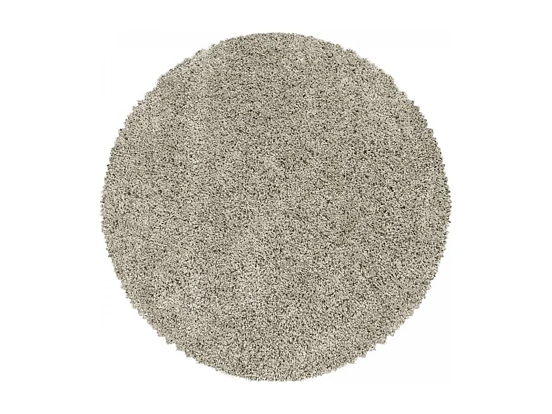Tapis rond poils longs shaggy Ø160cm tissé beige motif uni UNI I