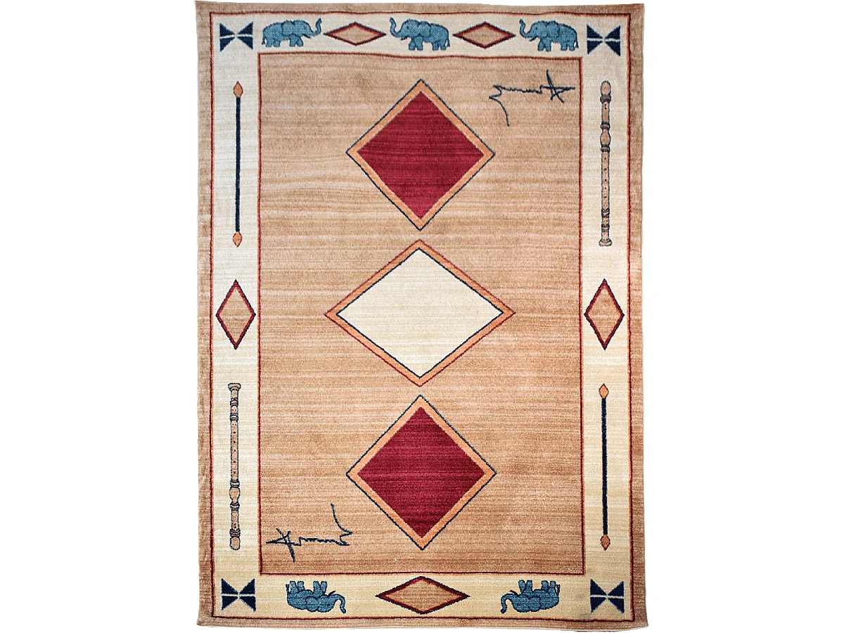 tapis salon 120x180 tissé beige rectangle motif simple CHOBAY 8