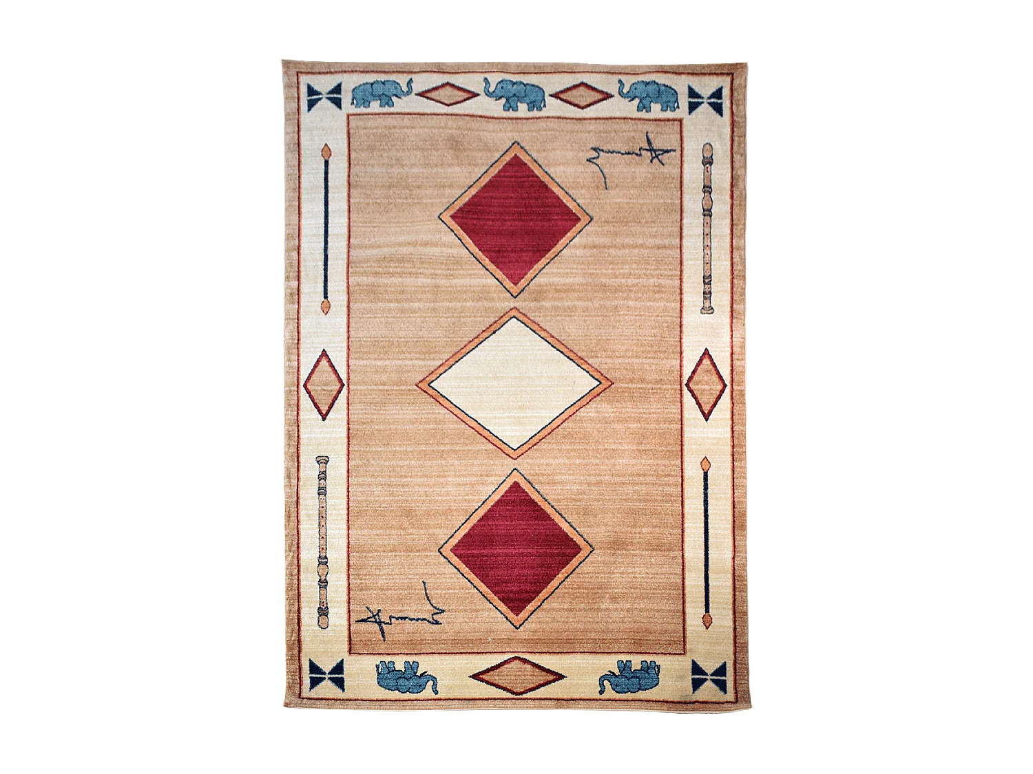 tapis salon 120x180 tissé beige rectangle motif simple CHOBAY 8