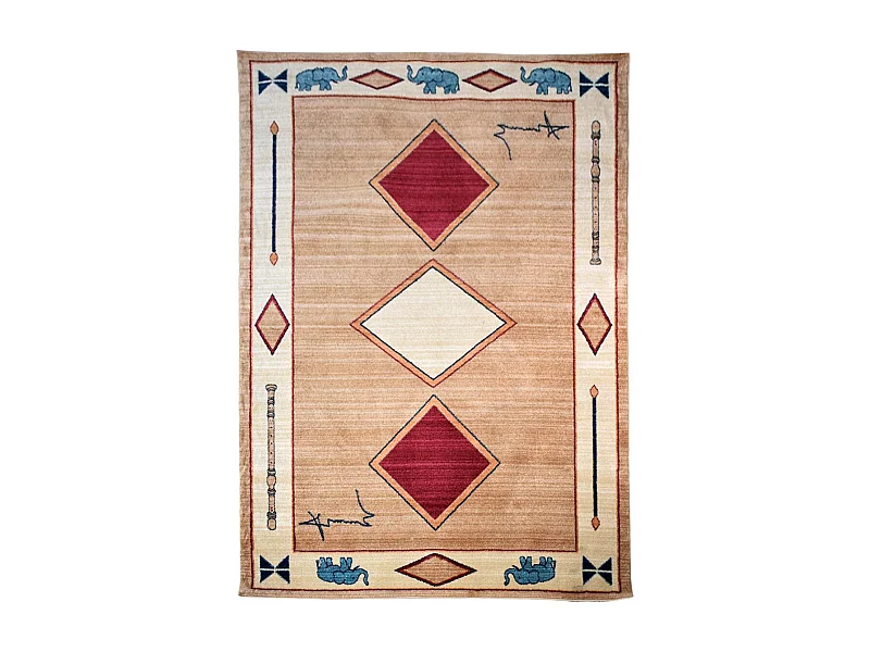 tapis salon 120x180 tissé beige rectangle motif simple CHOBAY 8