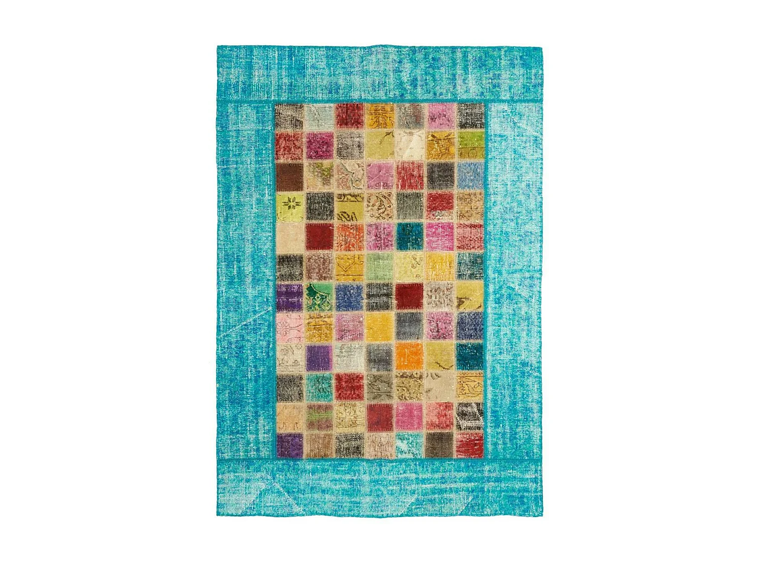 tapis chambre 80x150 fait à la main en laine multicolore motif géométrique