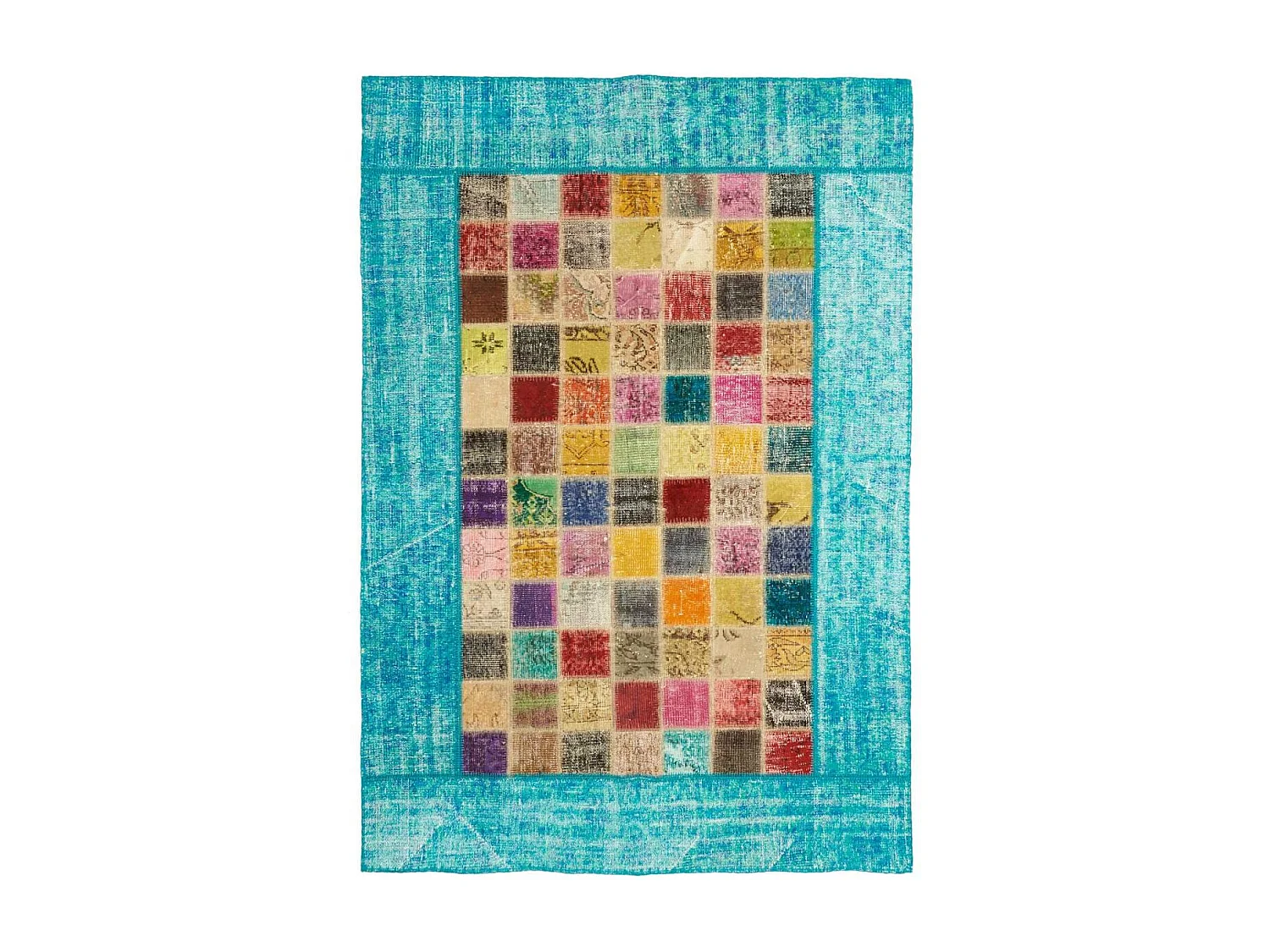tapis chambre 80x150 fait à la main en laine multicolore motif géométrique