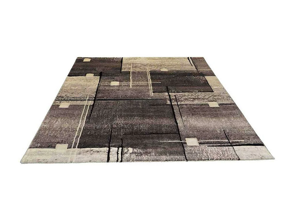 tapis chambre 80x150 tissé marron rectangle motif abstrait NOVA