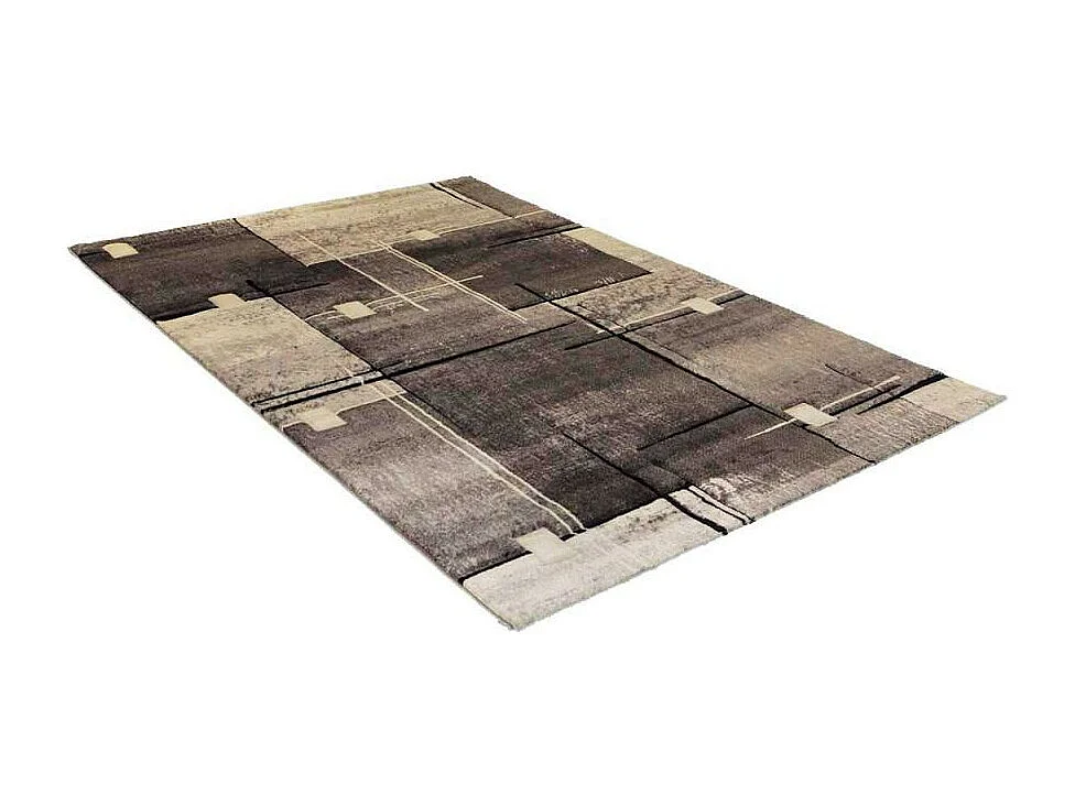 tapis chambre 80x150 tissé marron rectangle motif abstrait NOVA