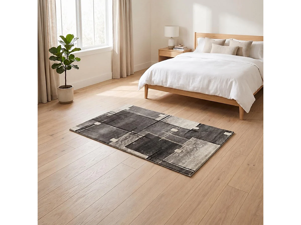 alfombra de dormitorio 80x150 tejida rectángulo gris estampado abstracto NOVA