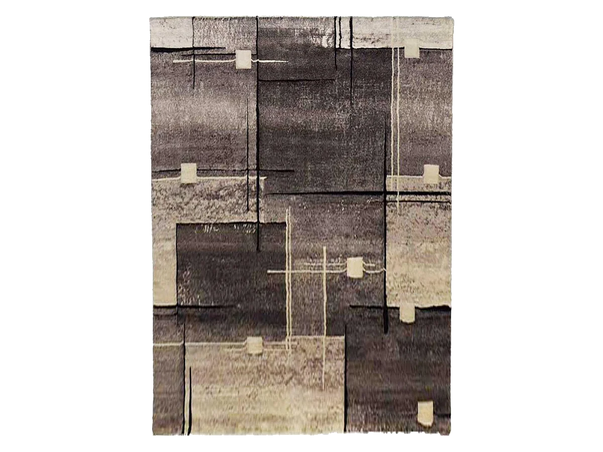 tapis chambre 80x150 tissé marron rectangle motif abstrait NOVA