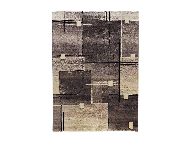 tapis chambre 80x150 tissé marron rectangle motif abstrait NOVA