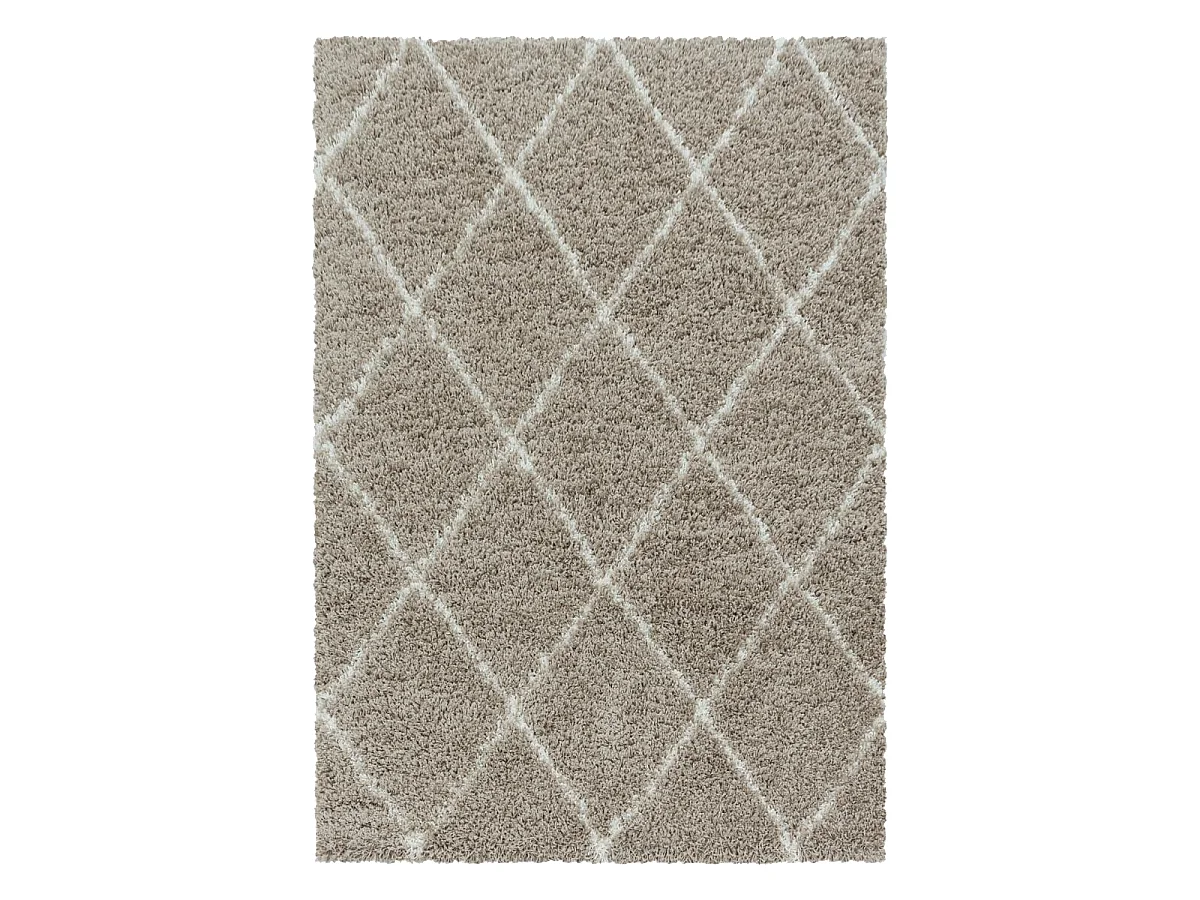 Tapis berbère 240x340 tissé motif losange SHAGGY A beige
