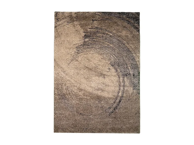 tapis chambre 120x170 tissé marron clair et foncé rectangle motif abstrait BINBA