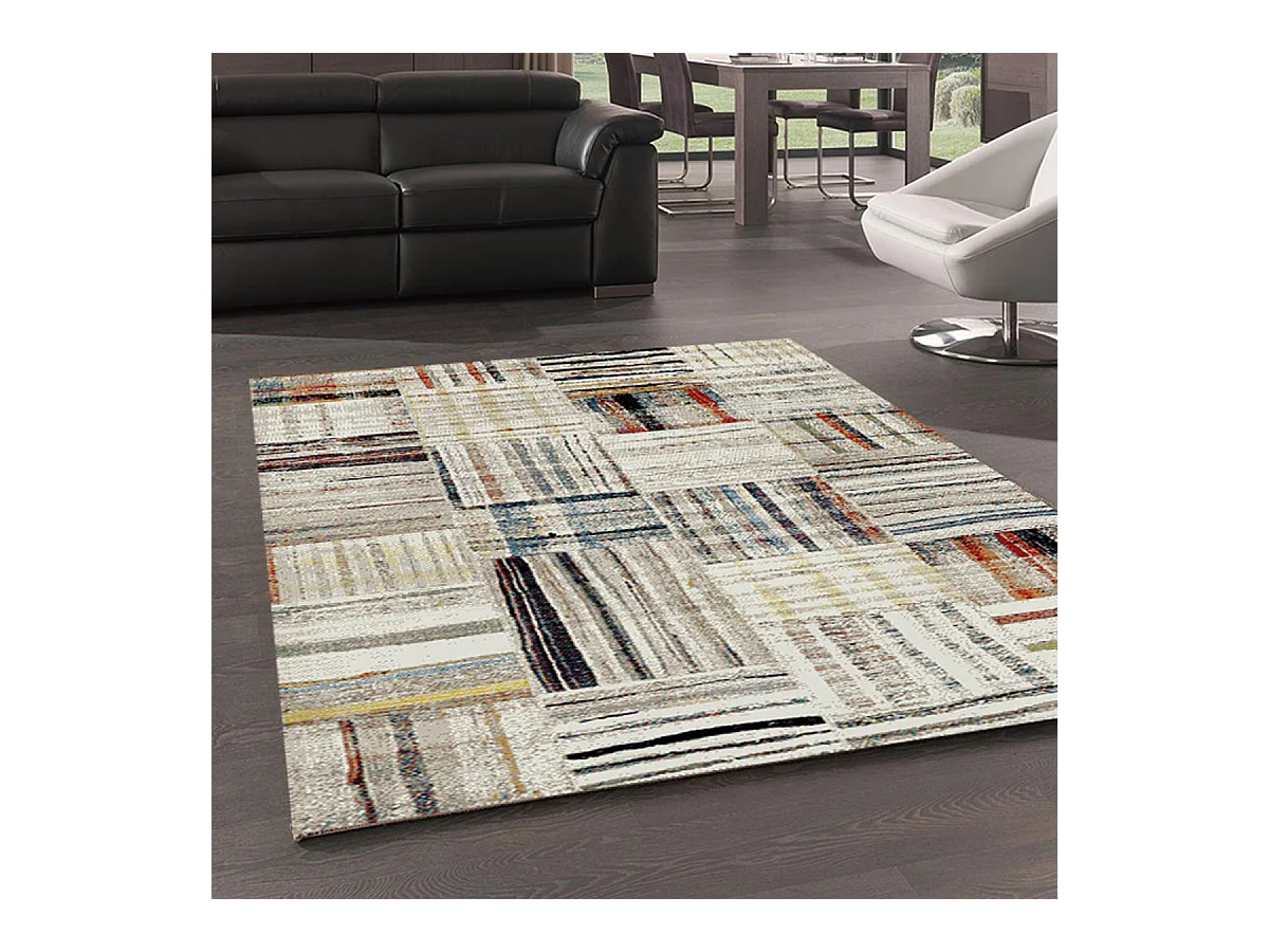 Tapis berbère 120x170 tissé motifs tribaux LYN8 MARO beige