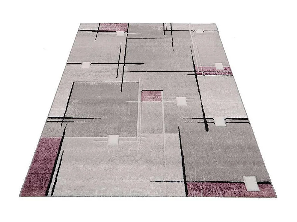 tapis chambre 60x110 tissé pourpre rectangle motif abstrait NOVA