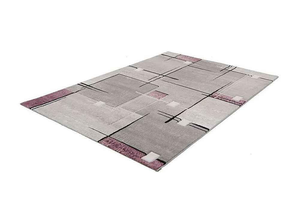 tapis chambre 60x110 tissé pourpre rectangle motif abstrait NOVA