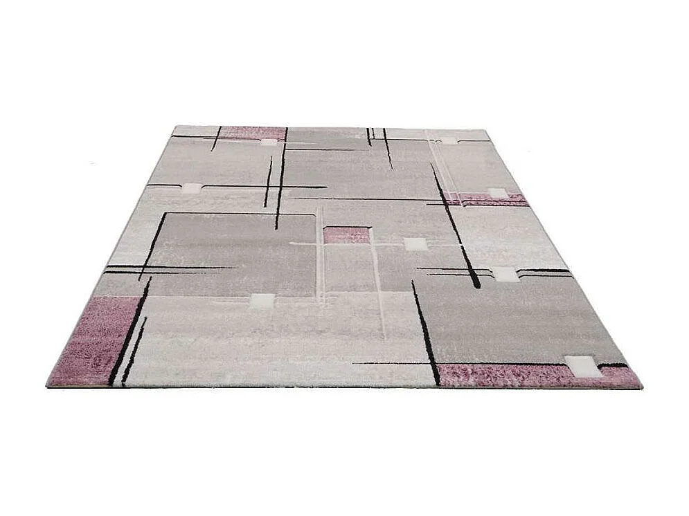 tapis chambre 60x110 tissé pourpre rectangle motif abstrait NOVA