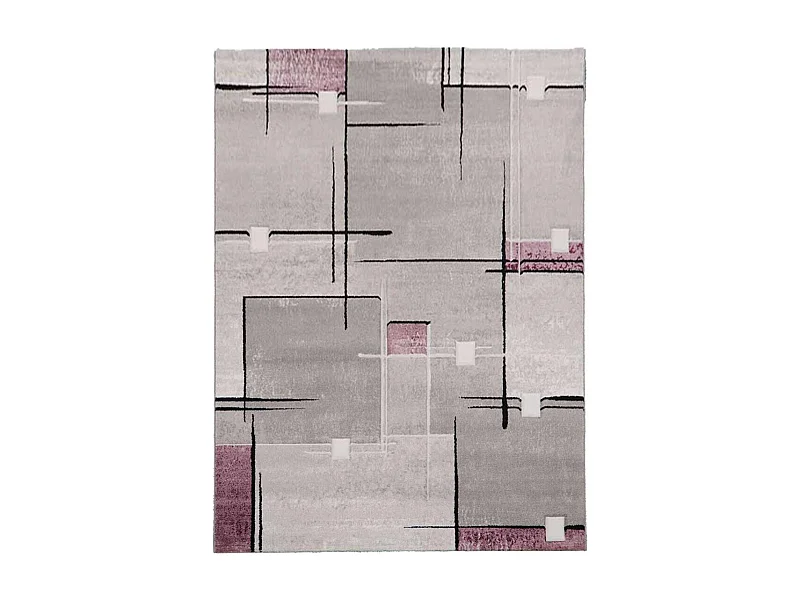 tapis chambre 60x110 tissé pourpre rectangle motif abstrait NOVA