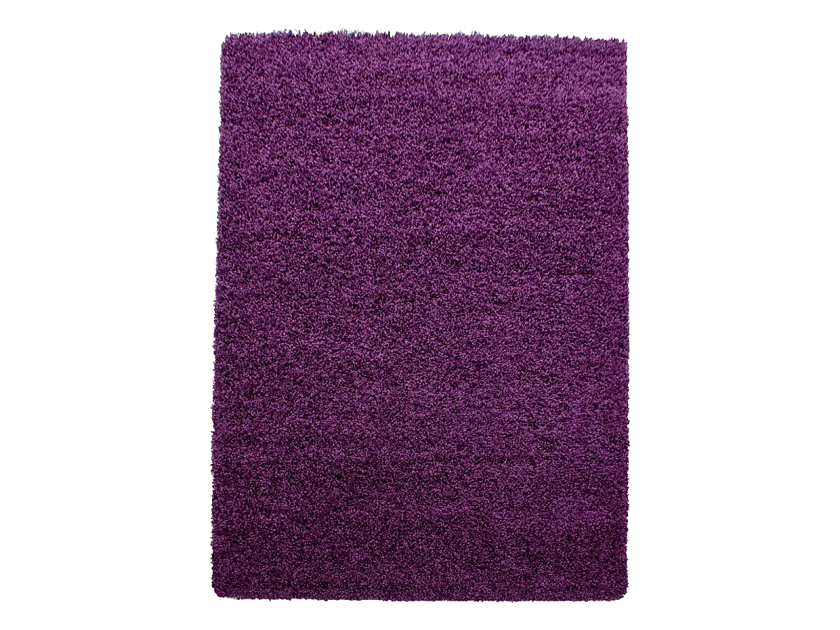 Tapis poils longs shaggy Ø200cm rond tissé violet motif uni UNI L