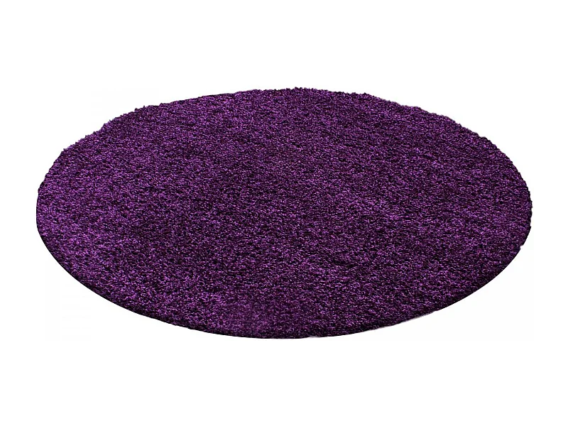 Tapis poils longs shaggy Ø200cm rond tissé violet motif uni UNI L