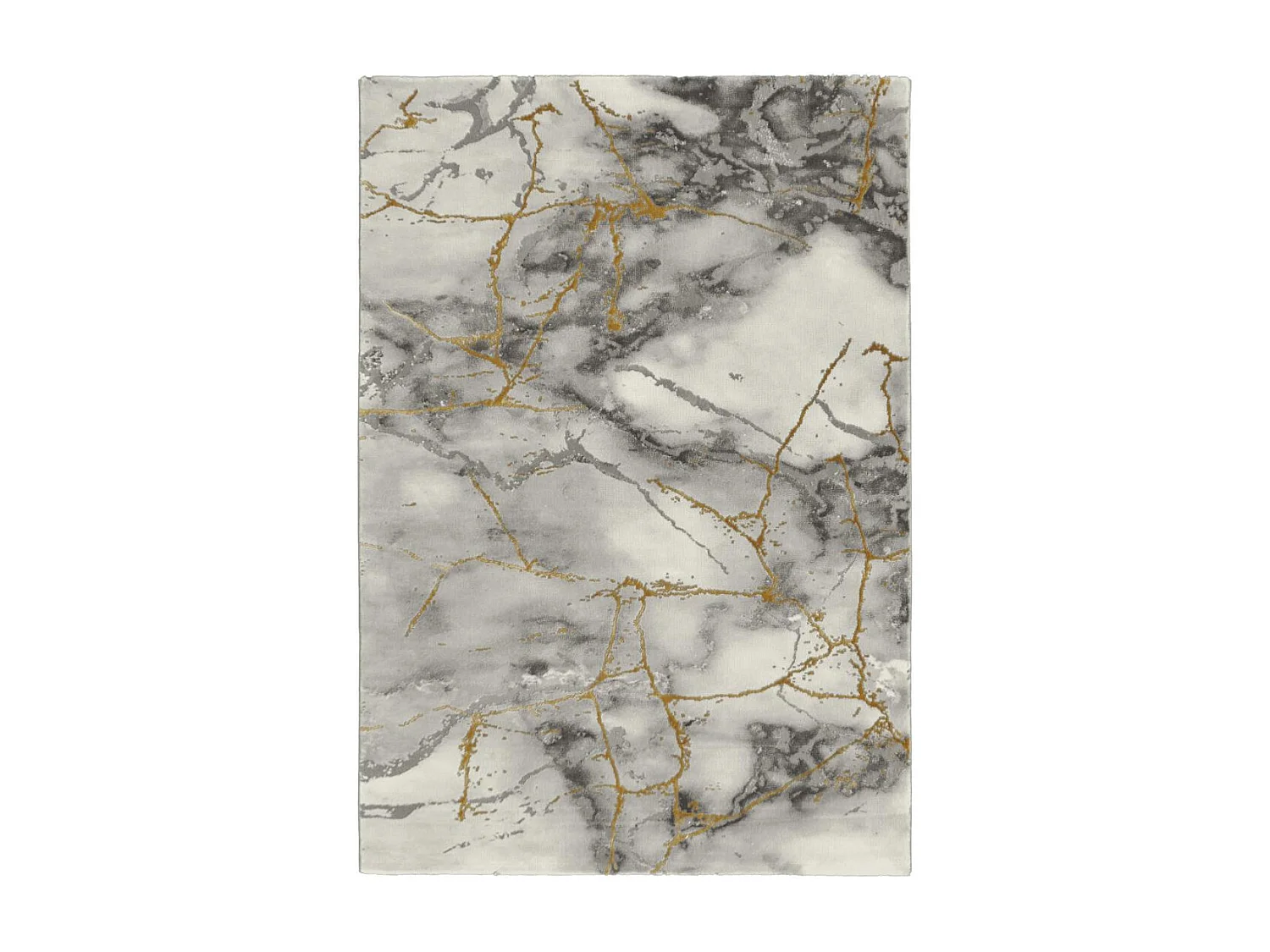 tapis couloir 80x300 tissé gris et or rectangle motif abstrait MARBAL