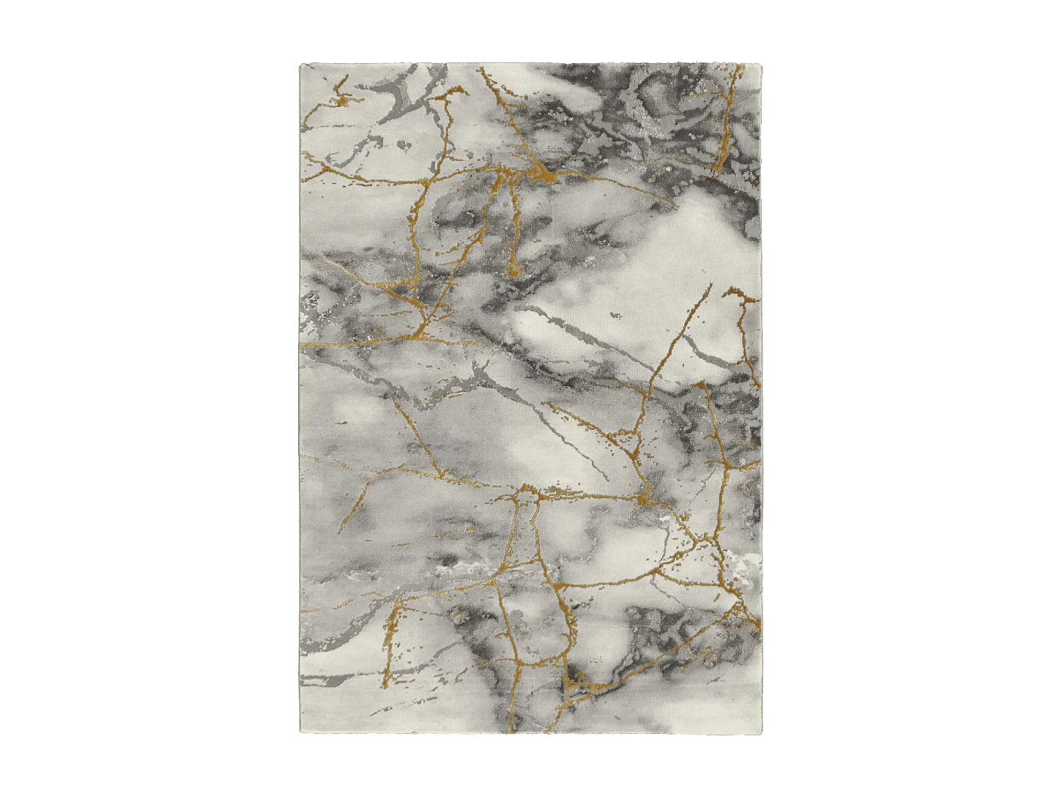 tapis couloir 80x300 tissé gris et or rectangle motif abstrait MARBAL