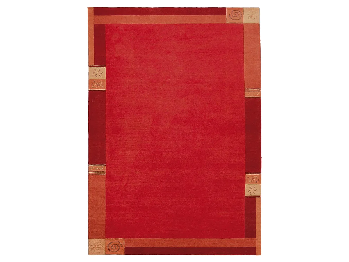 tapis chambre 90x160 fait main en laine rouge rectangle motif simple LIMANA