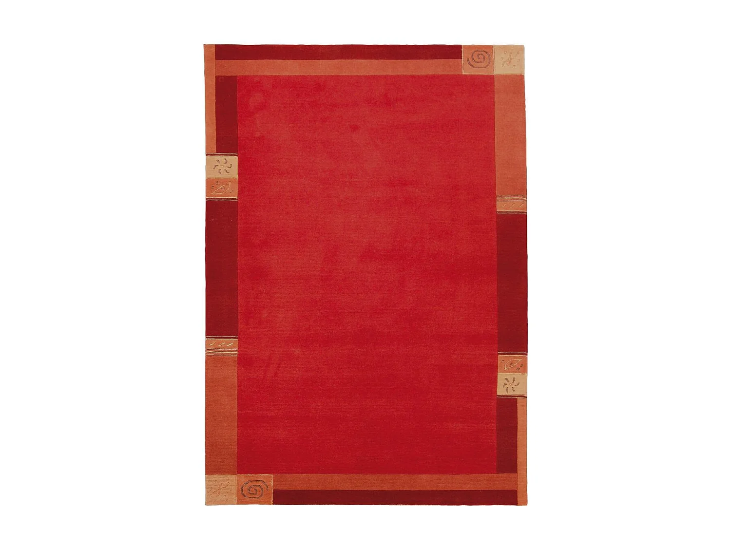 tapis chambre 90x160 fait main en laine rouge rectangle motif simple LIMANA