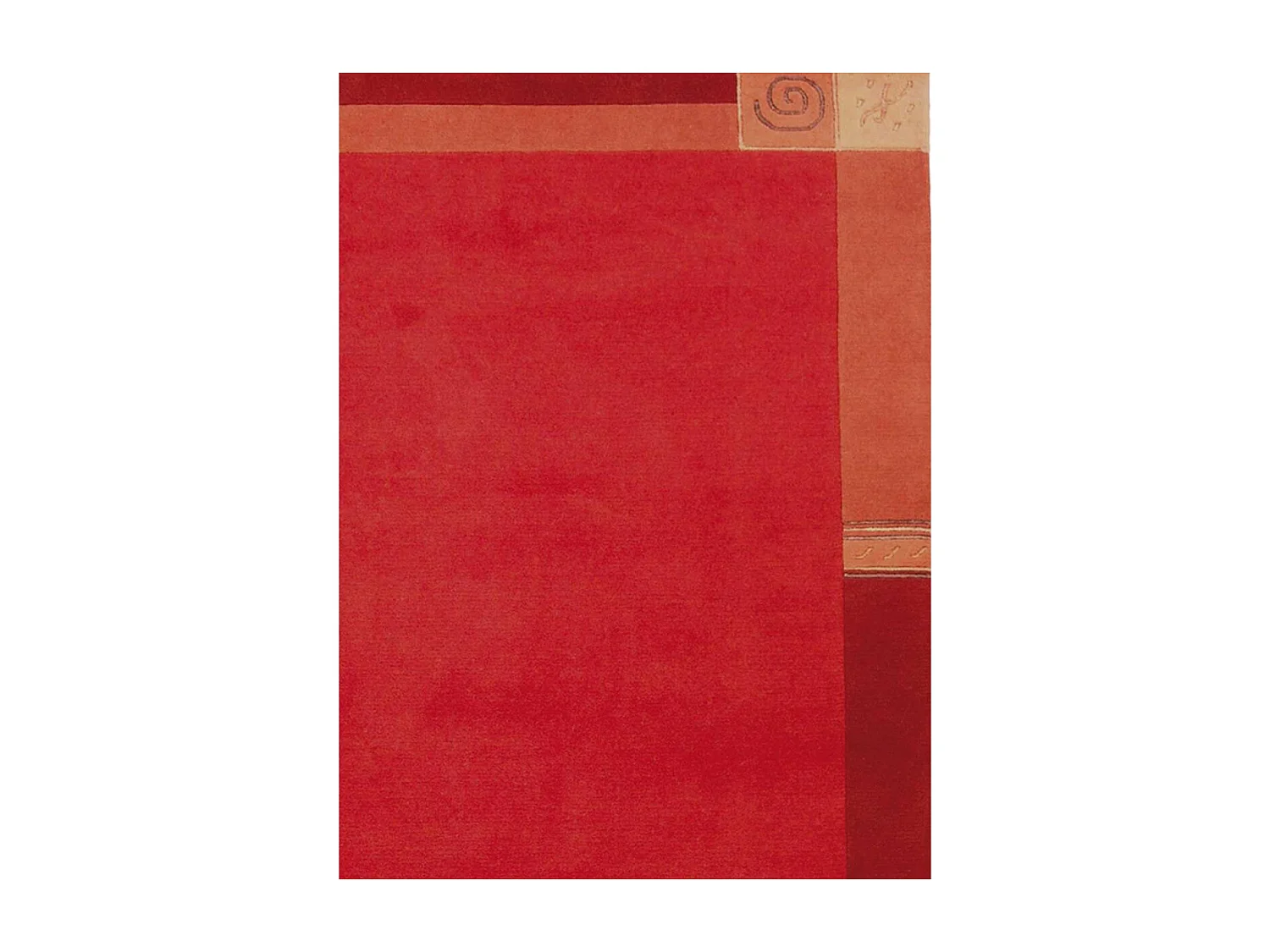 tapis chambre 90x160 fait main en laine rouge rectangle motif simple LIMANA